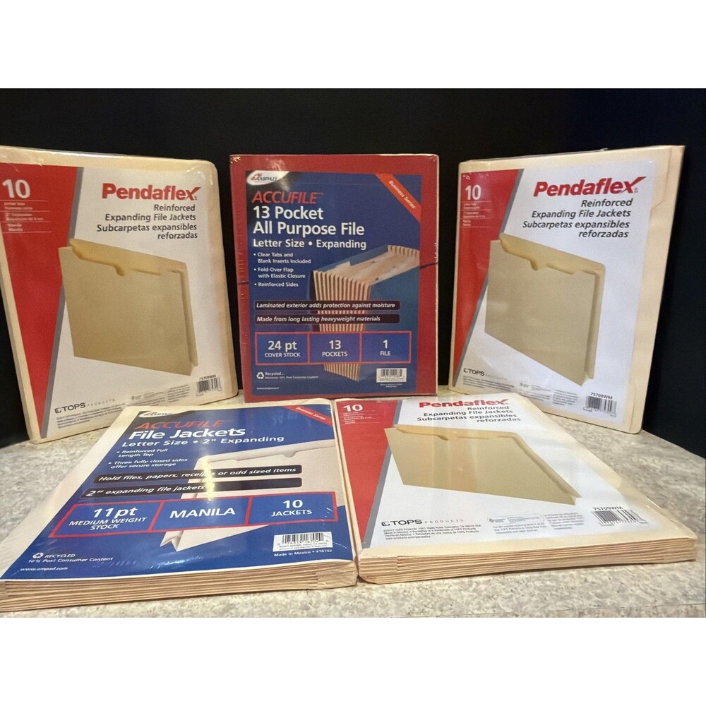 File Jacket & Organizer Lot 5 New Sealed Ampad Accufile Pendaflex Manila